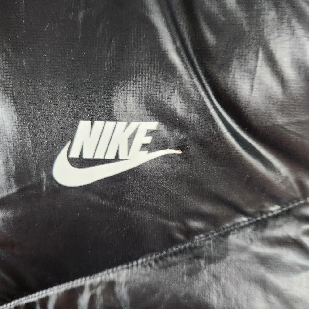 Nike Therma-Fit Long Puffer Coat Womens L Black Full Length Hooded Down Jacket - Picture 3 of 12